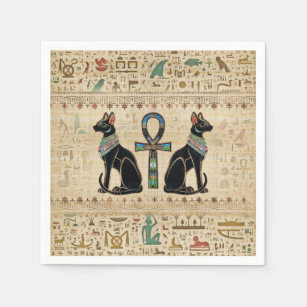 Serviette En Papier Chats égyptiens et croix de cheville