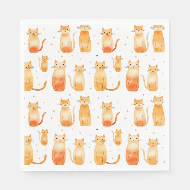 Serviette En Papier Chats Kitty Orange (Devant)