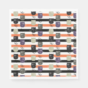 Serviette En Papier Chats mignons Halloween fantaisistes avec des tach