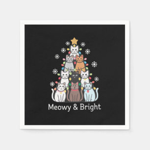 Serviette En Papier Chats Noël Arbre Meowy Bright Cute Xmas