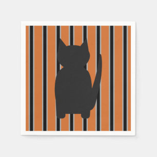 Serviette En Papier Chats noirs en silhouette pour Halloween, fantaisi