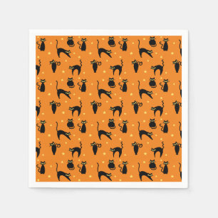 Serviette En Papier Chats noirs Halloween de mod