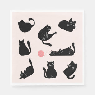 Serviette En Papier Chats noirs idiots