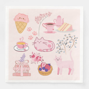 Serviette En Papier Chats Roses Coziness