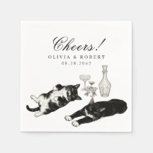 Chats smoking élégants Mariage Cocktail Vintage