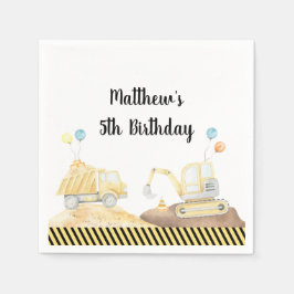 Serviette En Papier Chaudron de camion de construction Anniversaire