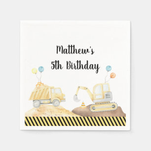 Serviette En Papier Chaudron de camion de construction Anniversaire
