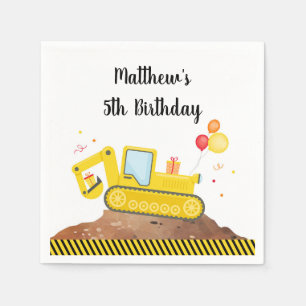 Serviette En Papier Chaudron de camion de construction garçon Annivers