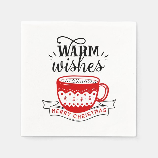 Serviette En Papier Chauds Coupe Café Chaud Coca Xmas Lettres (Devant)