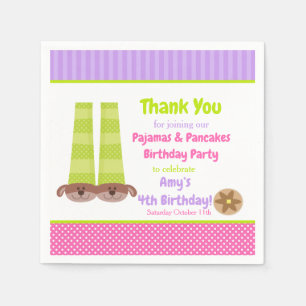 Serviette En Papier Chaussons de chien Pyjamas & Pancakes Fête d'anniv