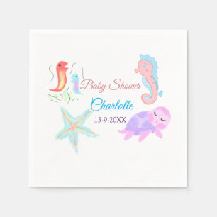 Serviette En Papier Chaussure de mer tortue étoile poisson aquarelle b