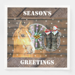 Serviette En Papier Chaussure de Noël Wagon Roue Boots de cow-boy Hors