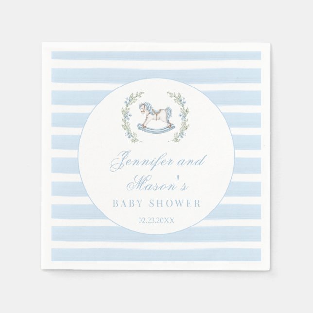 Serviette En Papier Chaussure en bois bleu boho bébé garçon douche (Devant)