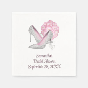 Serviette En Papier Chaussures à talons argentées Roses roses Glam Rob