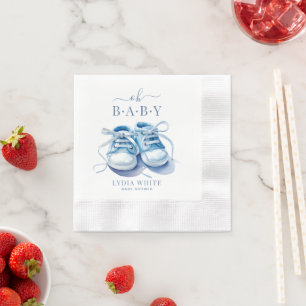 Serviette En Papier Chaussures bébé Baby Shower, Baby Shower garçon