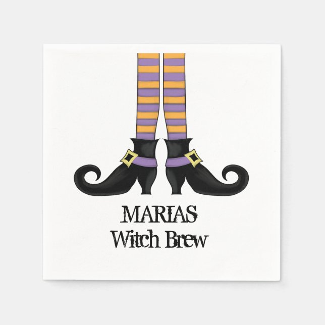 Serviette En Papier Chaussures de sorcière Whimsy avec bande violette  (Devant)