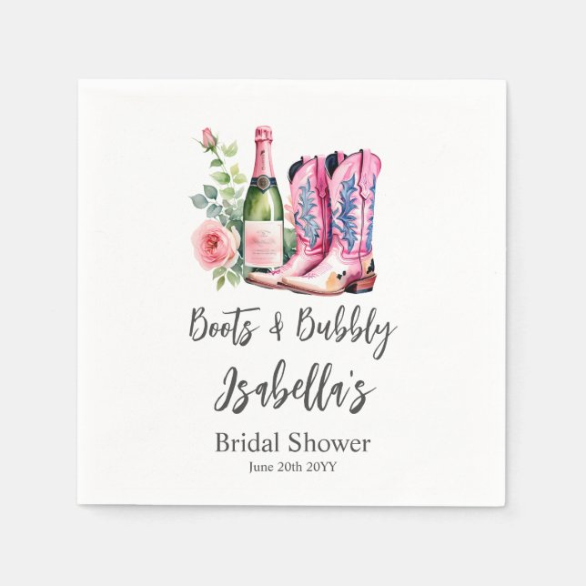 Serviette En Papier Chaussures et Bulles Rose Mariage (Devant)