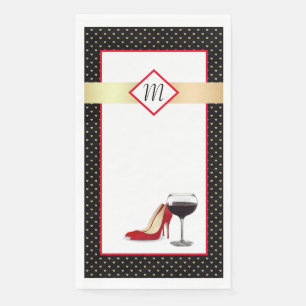 Serviette En Papier Chaussures Rouges Et Vin Rouge