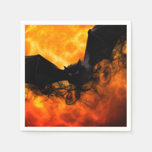 Serviette En Papier Chauve-souris et moisson lune tomber noir orange é