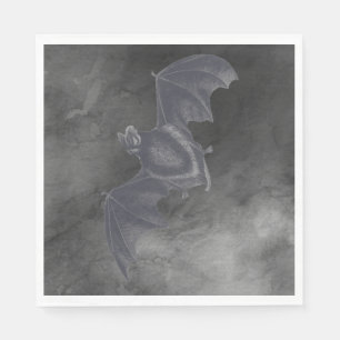 Serviette En Papier Chauve-souris vintage gris sur texture grise