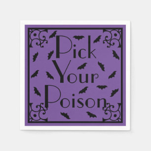 Serviette En Papier Chauve-souris violette et noire d'Halloween Choisi