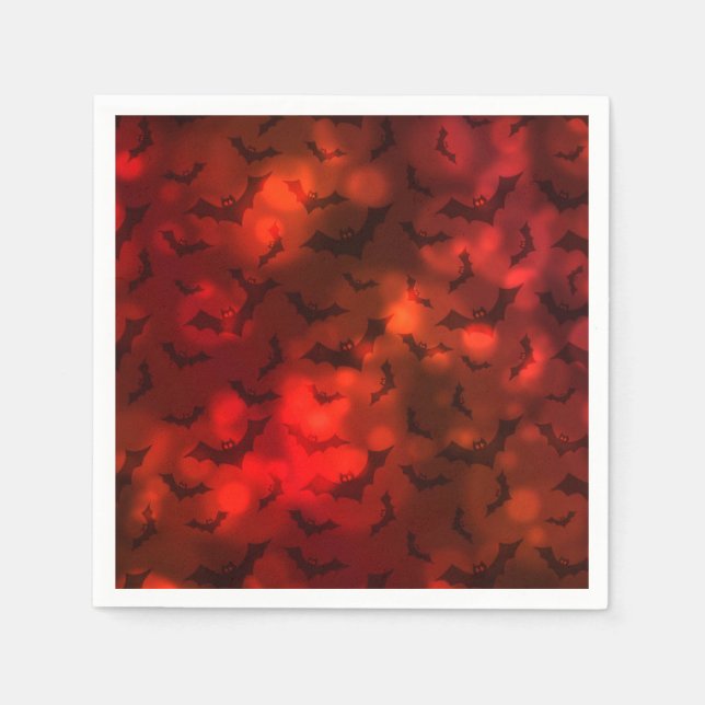 Serviette En Papier Chauves-souris et lunes rouge et noir (Devant)