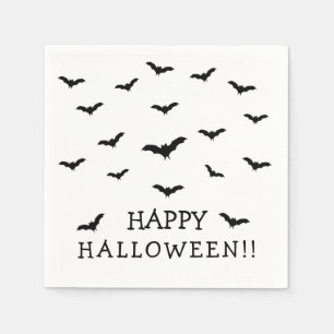 Serviette En Papier Chauves-souris noires et fête d'Halloween mignonne