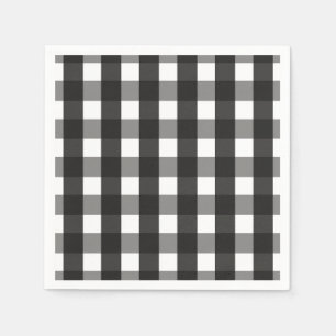 SERVIETTE EN PAPIER CHECK DE GINGHAM NOIR ET BLANC