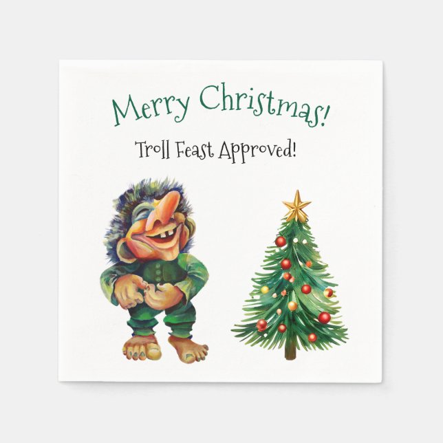 Serviette En Papier Cheeky Christmas Troll et Tree Delight (Devant)