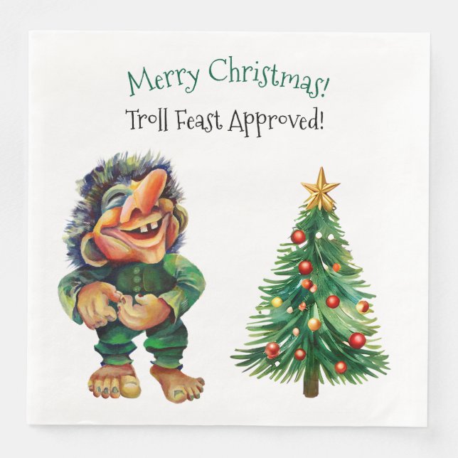 Serviette En Papier Cheeky Christmas Troll et Tree Delight (Devant)
