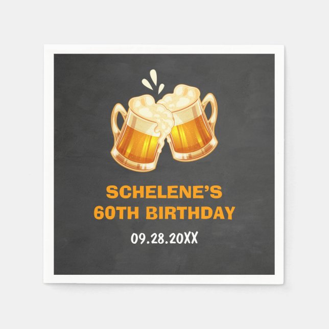 Serviette En Papier Cheers and Beers Surprise 60e Anniversaire tableau (Devant)