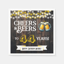 Serviette En Papier Cheers and Beers to 44 Years Rustic Birthday Party
