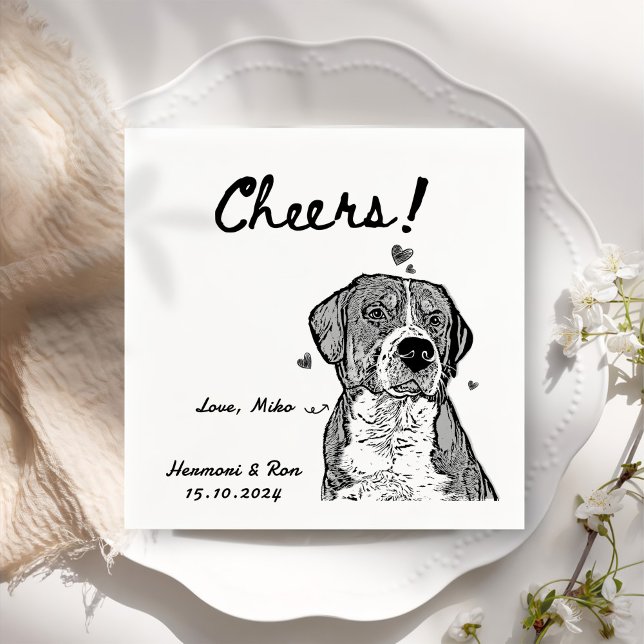 Serviette En Papier Cheers attirés Chien personnalisé Simple Mariage (Créateur téléchargé)