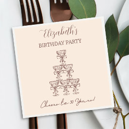 Serviette En Papier Cheers beiges modernes à 30 ans serviettes d'anniv