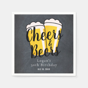 Serviette En Papier Cheers & Bières Adulte Birthday Chalkboard