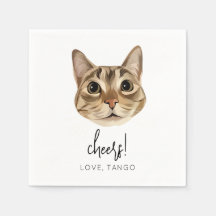 Cheers Chat Mariage Napkin Moderne Customisé