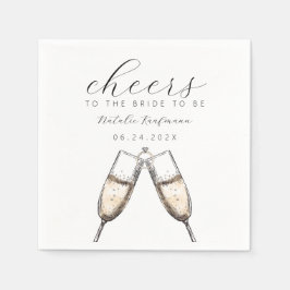Serviette En Papier Cheers Elegant Bubbly Fête des mariées Champange