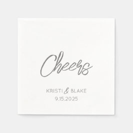 Serviette En Papier CHEERS Mariage DATE Couple NOMS Moderne Minimalist