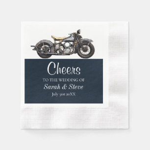 Serviette En Papier Cheers Motorcycle Vintage Mariage Date Mariée Sall