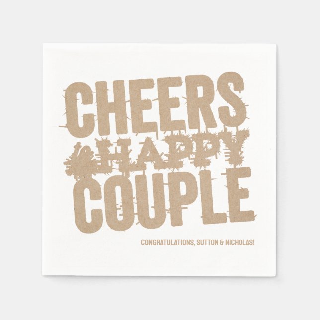 Serviette En Papier Cheers to the happy couple neutral wedding (Devant)