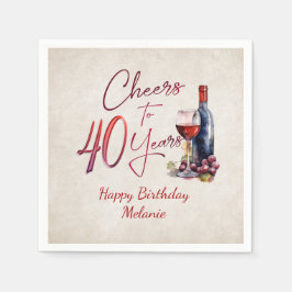 Serviette En Papier Cheers Wine 40e anniversaire