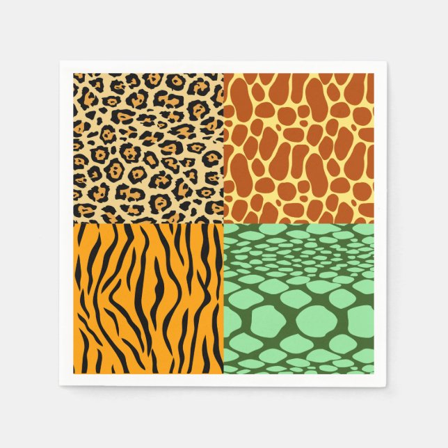 Serviette En Papier Cheetah, Giraffe, Tigre et Serpent (Devant)