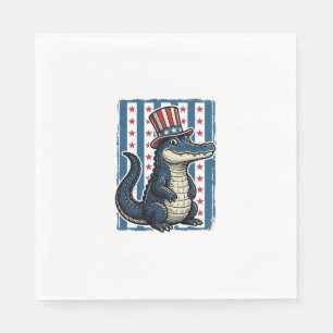 Serviette En Papier Chemise à motif de gravure vintage d'alligator pat