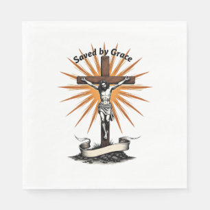 Serviette En Papier Chemise chrétienne gravure vintage croix Jésus