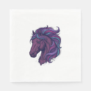 Serviette En Papier Chemise d'art de tête de cheval colorée gravée vin