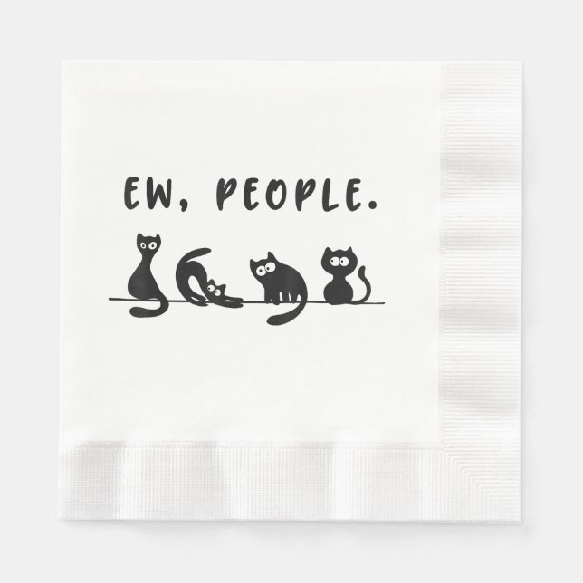 Serviette En Papier Chemise de chat noir drôles femmes nouvelles perso (Devant)
