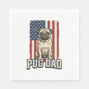 Serviette En Papier Chemise de chien à gravure vintage patriotique Pug