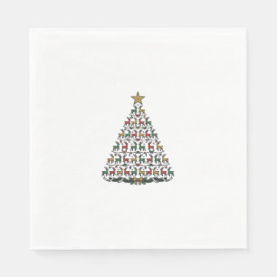 Serviette En Papier Chemise de gravure vintage d'arbre de Noël de renn