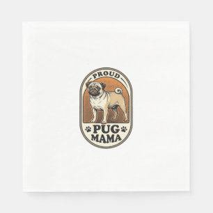 Serviette En Papier Chemise de maman Pug Gravure vintage amateur de ch