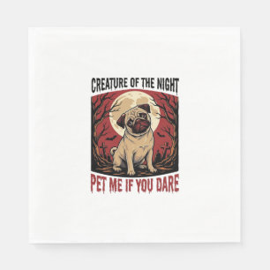 Serviette En Papier Chemise de pug Halloween avec cimetière effrayant